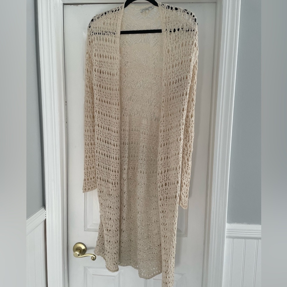 American Eagle Outfitters Cream Open-Knit Cardigan, Size Small
